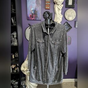 Torrid: Lovesick Black Faux Denim Jacket
